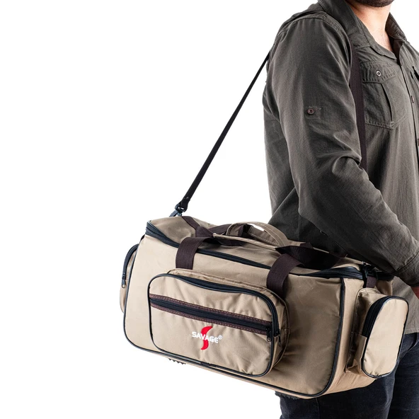 Çok Amaçlı Malzeme Çantası - Büyük - Kum - 35021 - Balıkçı Çantası - Seyahat Çantası - Resim 2