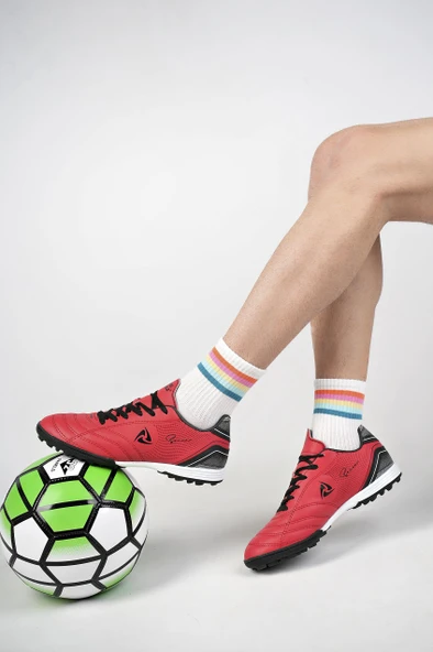 Muggo Peter Unisex Garantili Halı Saha Çim Saha Futbol Ayakkabısı  KIRMIZI 41