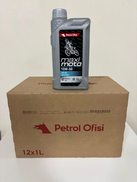 PETROL OFİSİ MAXIMOTO 15W-50 1 LT X 12 ADET (KOLİ) MOTOSİKLET YAĞI