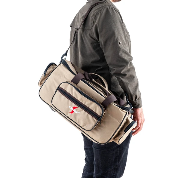 Çok Amaçlı Malzeme Çantası - Büyük - Kum - 35021 - Balıkçı Çantası - Seyahat Çantası - Resim 3