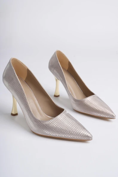 Muggo YOWEL Garantili Sivri Burun Kadın Topuklu Stiletto Ayakkabı  ROSE 38 - Resim 3