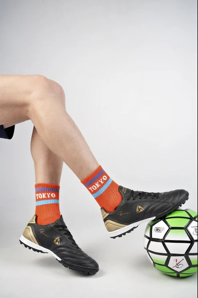 Muggo Peter Unisex Garantili Halı Saha Çim Saha Futbol Ayakkabısı  SİYAH - ALTIN 43 - 2