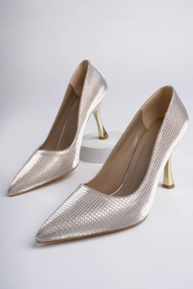 Muggo YOWEL Garantili Sivri Burun Kadın Topuklu Stiletto Ayakkabı  ROSE 38 - Resim 2