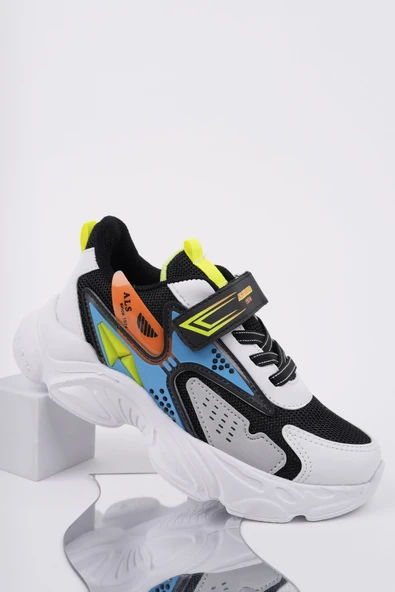 Muggo PANTER Kalın Taban Cırtlı ve Bağcıklı Unisex Çocuk Sneaker Spor Ayakkabı  MAVİ 28 - 2