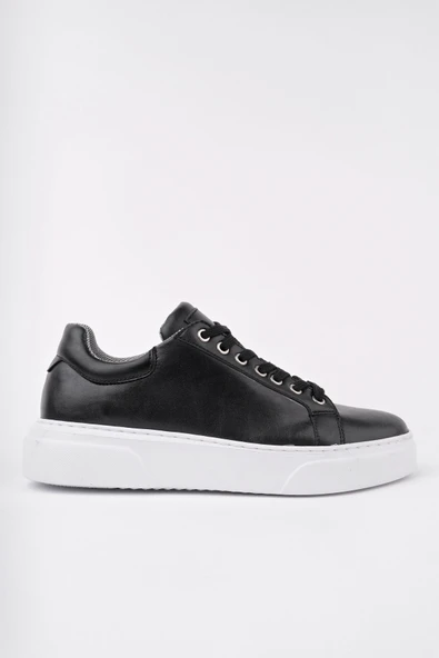 Muggo ZEYN Kalın Taban Bağcıklı Erkek Günlük Sneaker Spor Ayakkabı  SİYAH 42