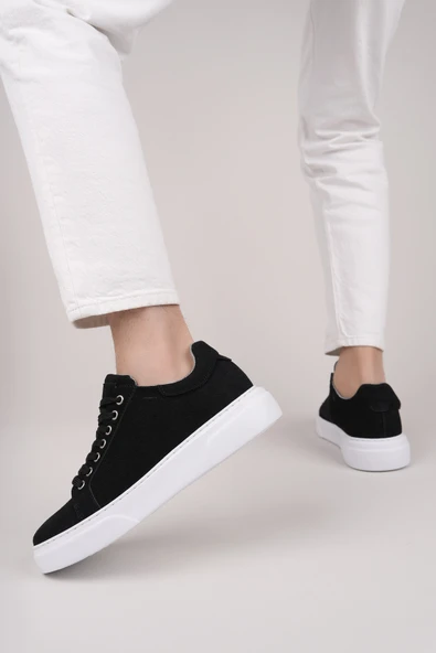 Muggo ZEYN Kalın Taban Bağcıklı Erkek Günlük Sneaker Spor Ayakkabı  SİYAH SÜET 40 - 7