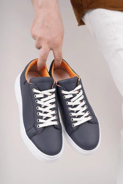 Muggo PİNTO Kalın Taban Bağcıklı Erkek Günlük Sneaker Spor Ayakkabı  LACİVERT 40 - Resim 5