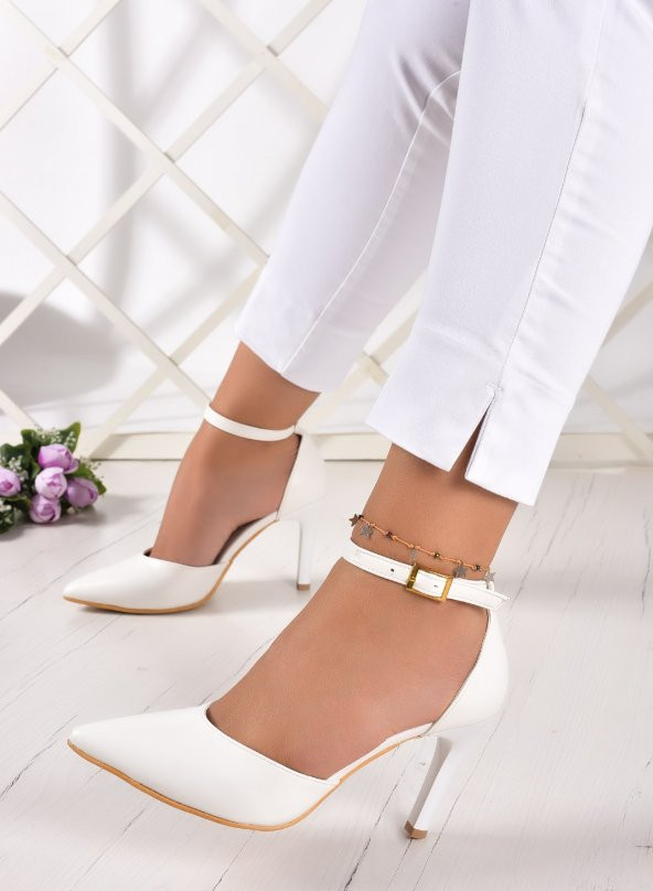 Erkan Saçmacı Sindy Beyaz Vegan Stiletto Kadın Ayakkabı 2022