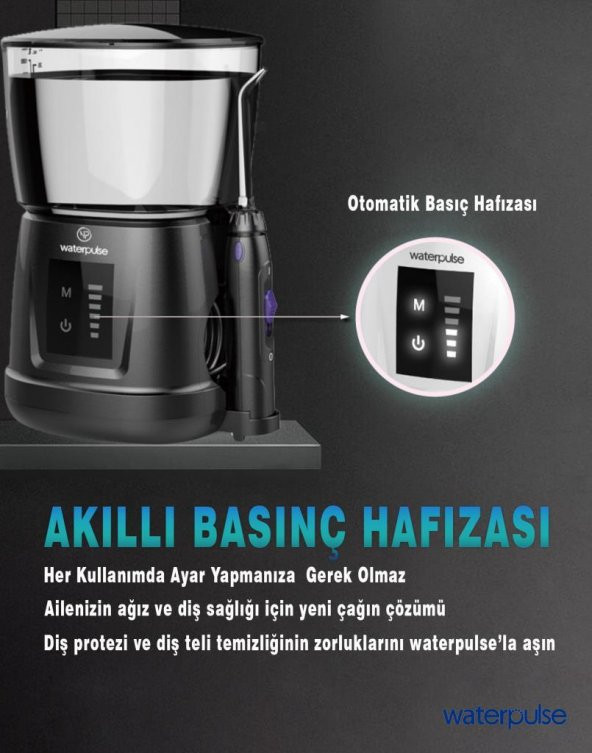 WaterPulse WP-V700Plus-B Water Flosser Profesyonel, Masajlı, 1000ml Diş/Protez Bakım ve Ağız Duşu - 5
