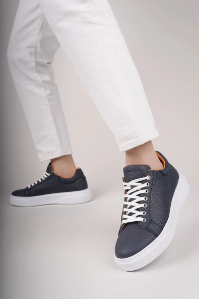 Muggo PİNTO Kalın Taban Bağcıklı Erkek Günlük Sneaker Spor Ayakkabı  LACİVERT 40 - Resim 6