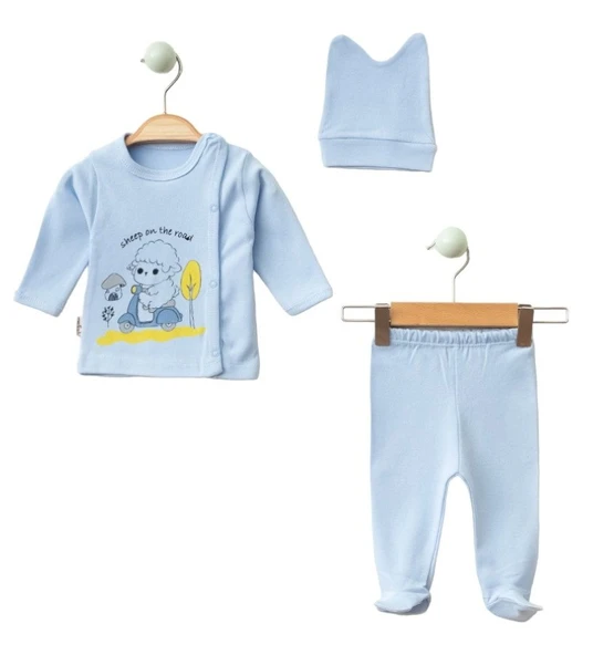 Yeni Doğan Pamuklu Zıbın Takımı Kuzucuk Model Bebek Zıbın Seti 0-3 Ay - 10