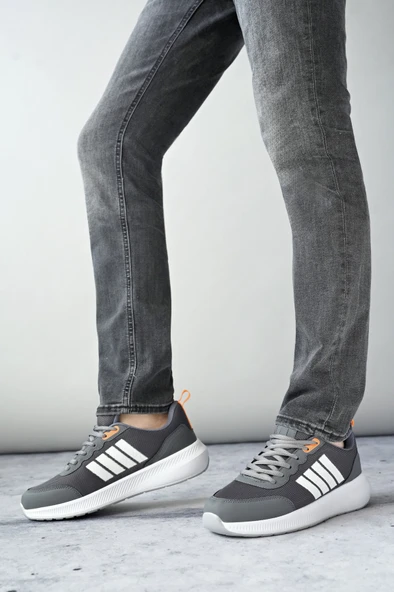 Muggo KENS Garantili Erkek Ortopedik Günlük Bağcıklı Yürüyüş Koşu Sneaker Spor Ayakkabı  FÜME 43 - 5