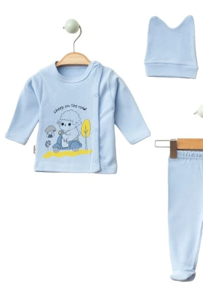 Yeni Doğan Pamuklu Zıbın Takımı Kuzucuk Model Bebek Zıbın Seti 0-3 Ay - 12