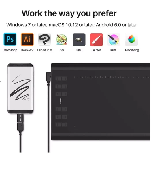 Huion Inspiroy H1060P Grafik Tablet - 3
