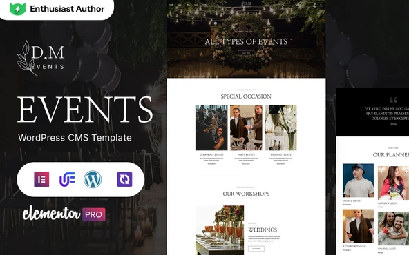 D.M Events - Events Planner And Wedding Planner Wordpress Teması