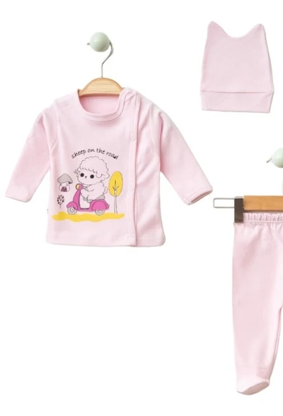 Yeni Doğan Pamuklu Zıbın Takımı Kuzucuk Model Bebek Zıbın Seti 0-3 Ay - 9