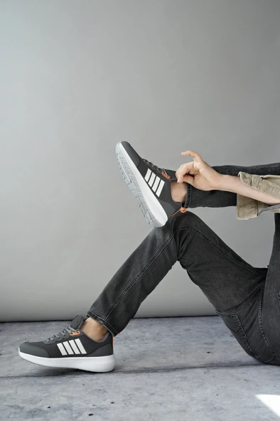 Muggo KENS Garantili Erkek Ortopedik Günlük Bağcıklı Yürüyüş Koşu Sneaker Spor Ayakkabı  FÜME 44 - 3