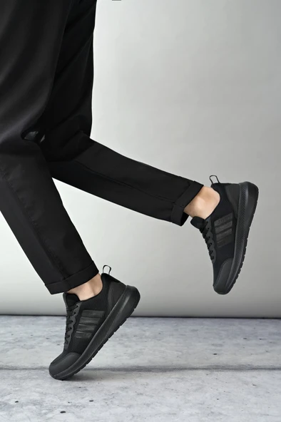 Muggo KENS Garantili Erkek Ortopedik Günlük Bağcıklı Yürüyüş Koşu Sneaker Spor Ayakkabı  SİYAH 42