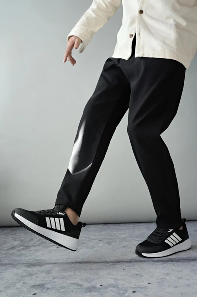 Muggo KENS Garantili Erkek Ortopedik Günlük Bağcıklı Yürüyüş Koşu Sneaker Spor Ayakkabı  SİYAH- BEYAZ 40 - 6