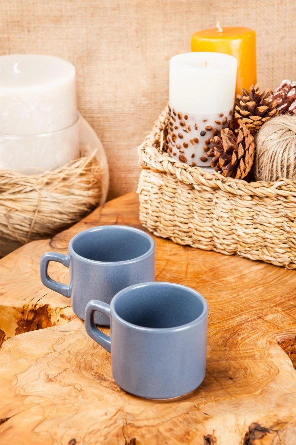 Cera'n 2'li Double Fincan- Tabaksız Mat Mavi