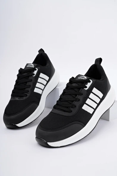 Muggo KENS Garantili Erkek Ortopedik Günlük Bağcıklı Yürüyüş Koşu Sneaker Spor Ayakkabı  SİYAH- BEYAZ 40 - 9