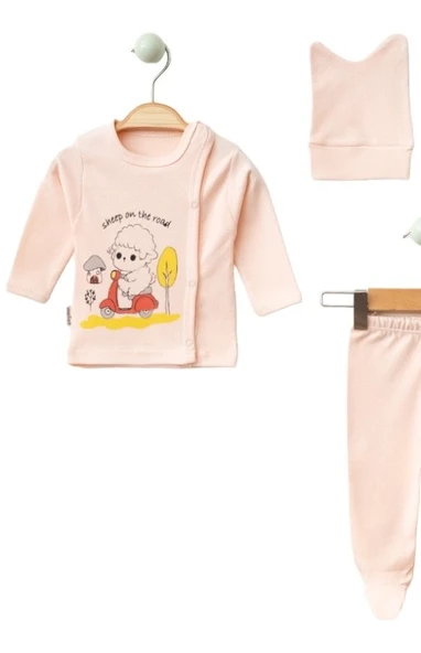 Yeni Doğan Pamuklu Zıbın Takımı Kuzucuk Model Bebek Zıbın Seti 0-3 Ay - 6