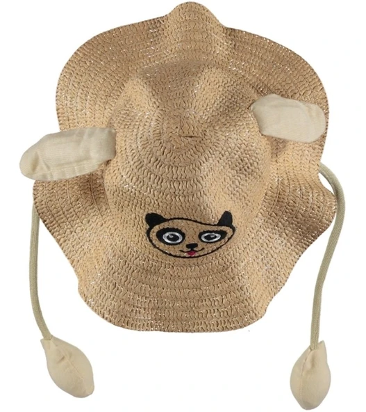 Pompalı Kız Çocuk Yazlık Hasır Fötr Şapka The Bear 4/8 YAŞ