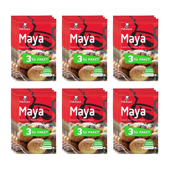 Pakmaya Instant Maya 3'lü 30 Gr x 6 Adet