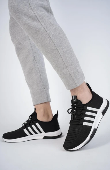 Muggo Runn Unisex Ortopedik Günlük Garantili Yürüyüş Koşu Sneaker Spor Ayakkabı  SİYAH- BEYAZ 37 - 4