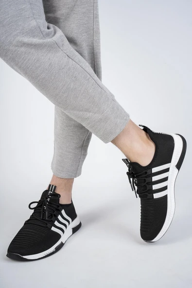 Muggo Runn Unisex Ortopedik Günlük Garantili Yürüyüş Koşu Sneaker Spor Ayakkabı  SİYAH- BEYAZ 37 - 2