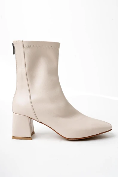 Muggo SASHA Garantili Küt Burun Arkadan Fermuarlı Kadın Topuklu Bot  TEN 40 - Resim 6