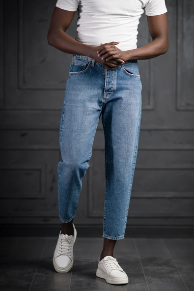 FBI Pamuklu Taş Yıkama Boyfriend (Mom Jean) Kot Pantolon - 12