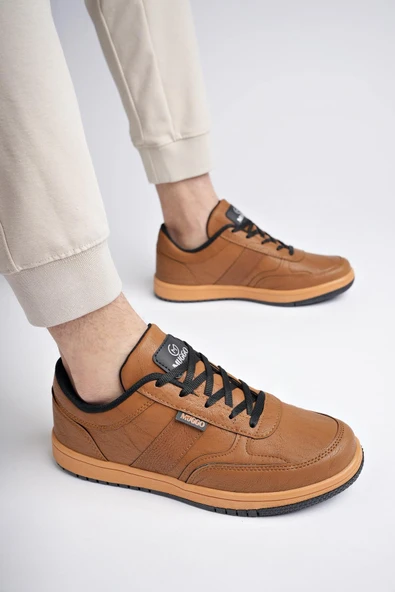 Muggo JOEL Garantili Erkek Günlük Casual Bağcıklı Sneaker Spor Ayakkabı  TABA 44