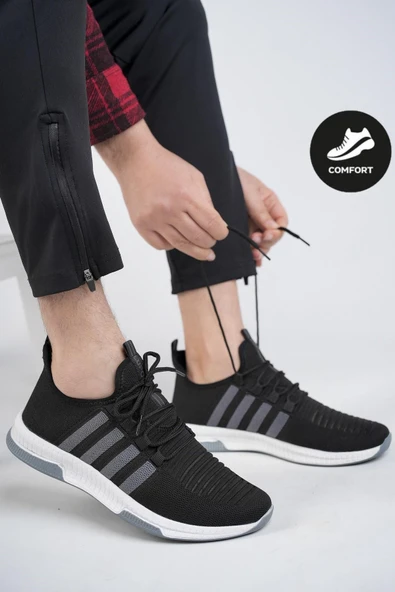 Muggo Runn Unisex Ortopedik Günlük Garantili Yürüyüş Koşu Sneaker Spor Ayakkabı  SİYAH 36