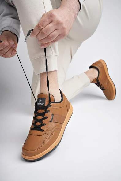 Muggo JOEL Garantili Erkek Günlük Casual Bağcıklı Sneaker Spor Ayakkabı  TABA 43 - 2