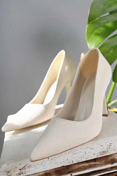 Muggo GOES Garantili Sivri Burun Kadın Topuklu Stiletto Ayakkabı   TEN 40 - 5