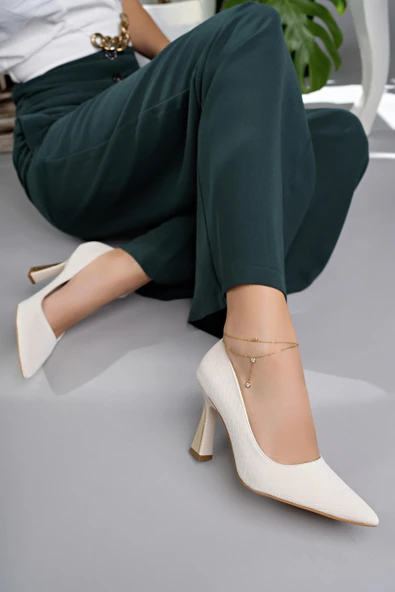 Muggo GOES Garantili Sivri Burun Kadın Topuklu Stiletto Ayakkabı   TEN 40 - 6