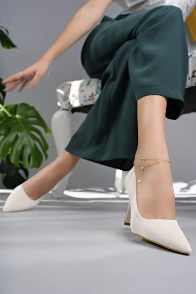 Muggo GOES Garantili Sivri Burun Kadın Topuklu Stiletto Ayakkabı   TEN 40 - 7