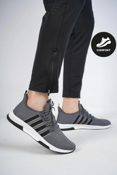 Muggo Runn Unisex Ortopedik Günlük Garantili Yürüyüş Koşu Sneaker Spor Ayakkabı  FÜME 40