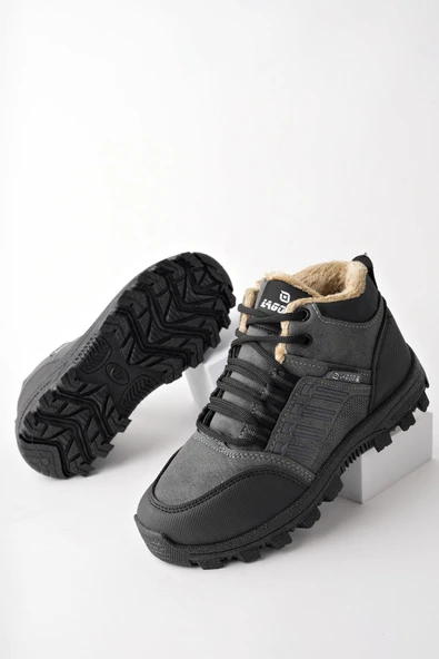 Muggo JOHANNA Garantili Bağcıklı İçi Kürklü Fermuarlı Unisex Outdoor Kışlık Bot  FÜME 39