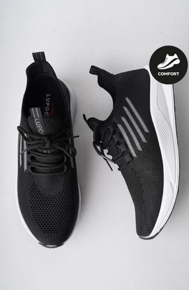 Muggo ULTRON Unisex Ortopedik Günlük Garantili Yürüyüş Koşu Sneaker Spor Ayakkabı  SİYAH 39
