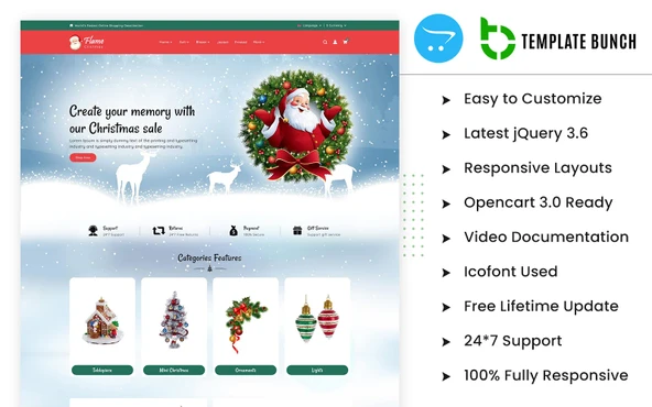 Flame Christmas - Christmas Shop OpenCard Teması