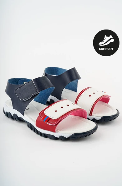Muggo MİCKEY Garantili Günlük Ortopedik Hafif Taban Tek Bant Cırtlı Unisex Çocuk Sandalet  BEYAZ 22