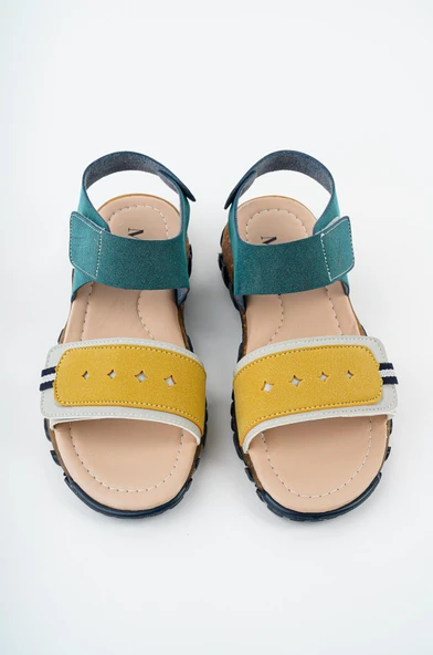 Muggo MİCKEY Garantili Günlük Ortopedik Hafif Taban Tek Bant Cırtlı Unisex Çocuk Sandalet  SARI 31 - 5