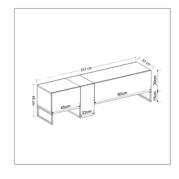 T0016 Kapaklı, Metal Ayaklı, Tv Sehpası Antrasit/Safir Meşe - 5
