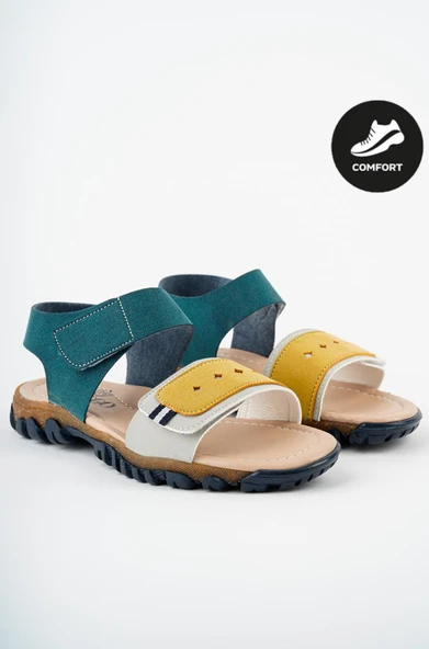 Muggo MİCKEY Garantili Günlük Ortopedik Hafif Taban Tek Bant Cırtlı Unisex Çocuk Sandalet  SARI 22