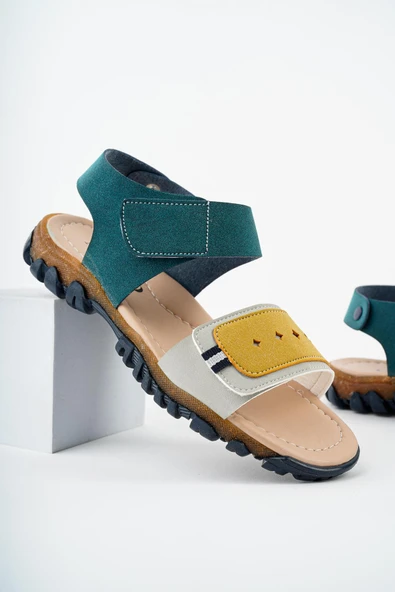 Muggo MİCKEY Garantili Günlük Ortopedik Hafif Taban Tek Bant Cırtlı Unisex Çocuk Sandalet  SARI 31 - 4