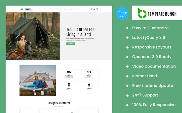 Tent Zilla - Tent Store OpenCard Teması