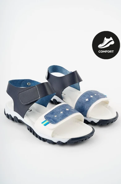 Muggo MİCKEY Garantili Günlük Ortopedik Hafif Taban Tek Bant Cırtlı Unisex Çocuk Sandalet  LACİVERT 22