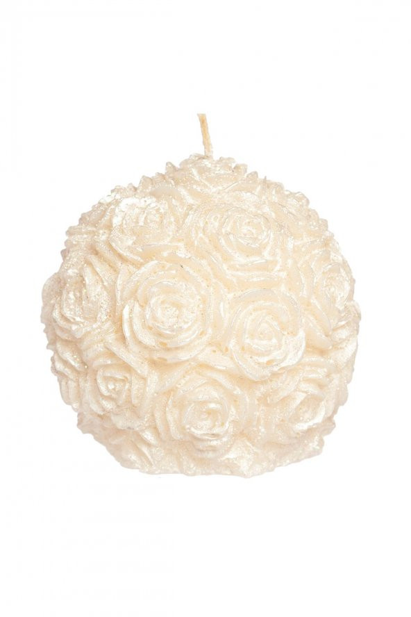 Mart Home Shinny Beyaz Çiçek Mum